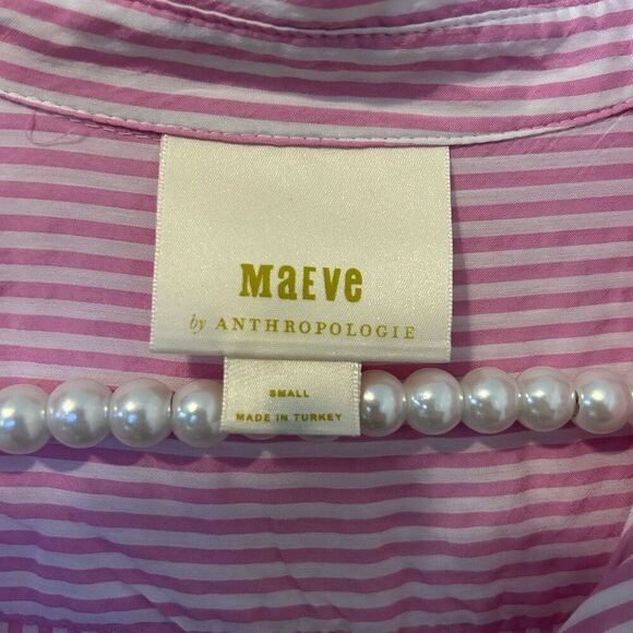Anthropologie Maeve Zadie small Striped Button Down Top Lightweight Popover Shir - Picture 7 of 13